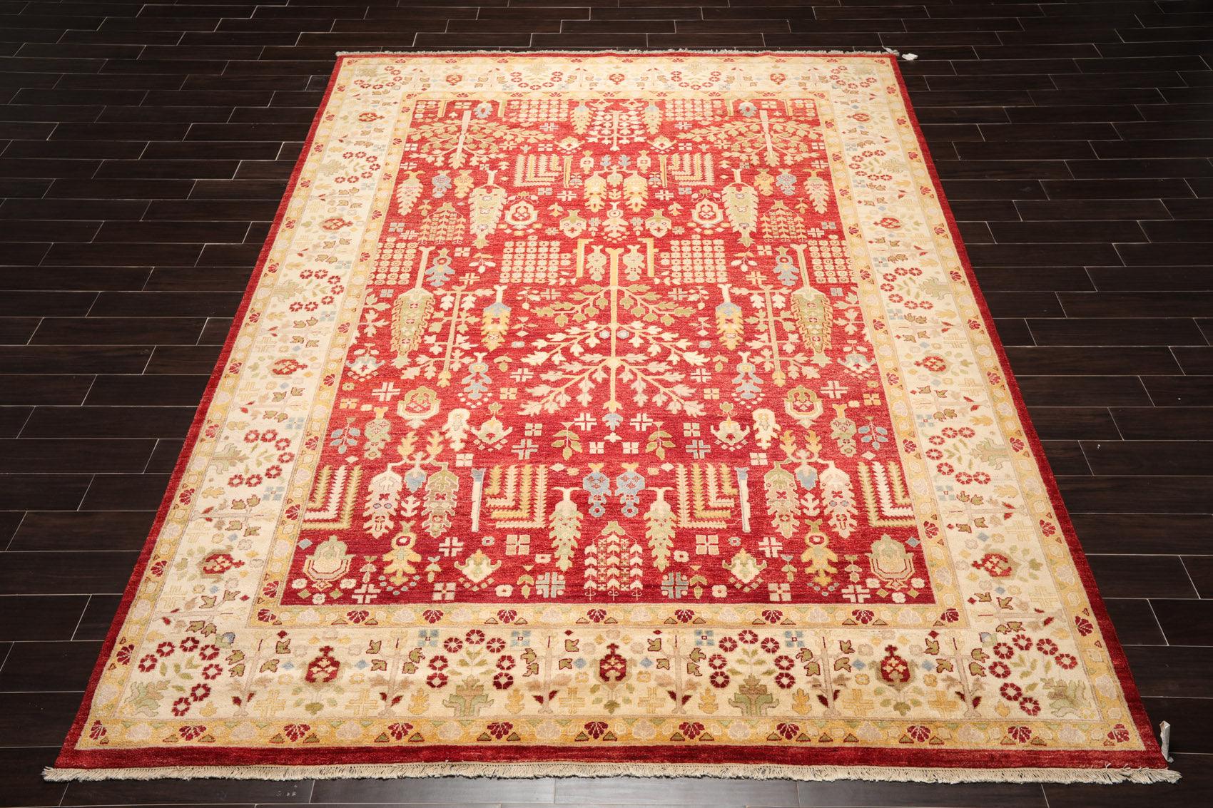 9'1" x 11'11" Hand Knotted 100% Wool Peshawar Traditional Oriental Area Rug Rust