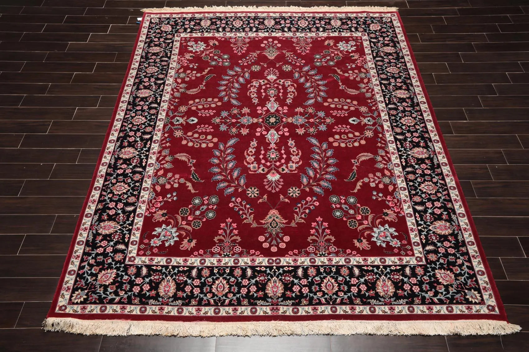 8'3'' x 10'4'' Hand Knotted Wool PakPersian 16/18 Saroukk 300 KPSI Area Rug Wine