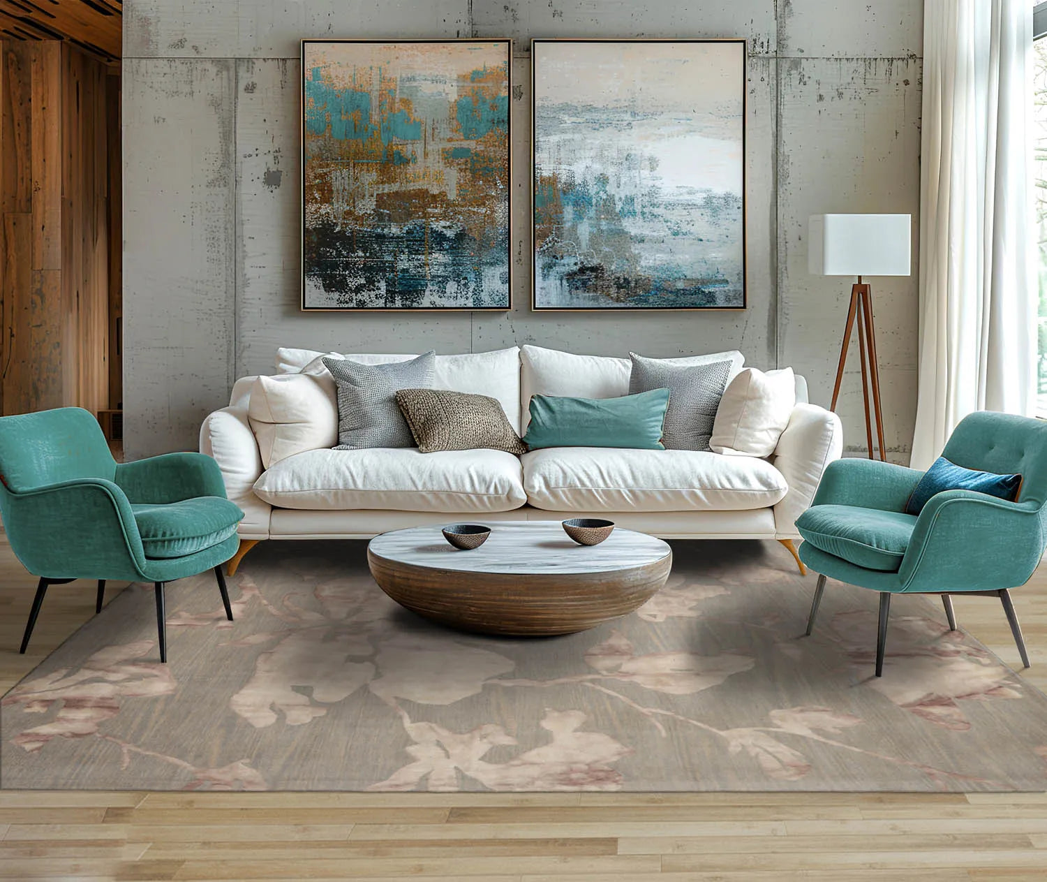 LoomBloom Multi Sizes Gray Contemporary Botanical Hand Tufted Floral Wool Oriental Area Rug